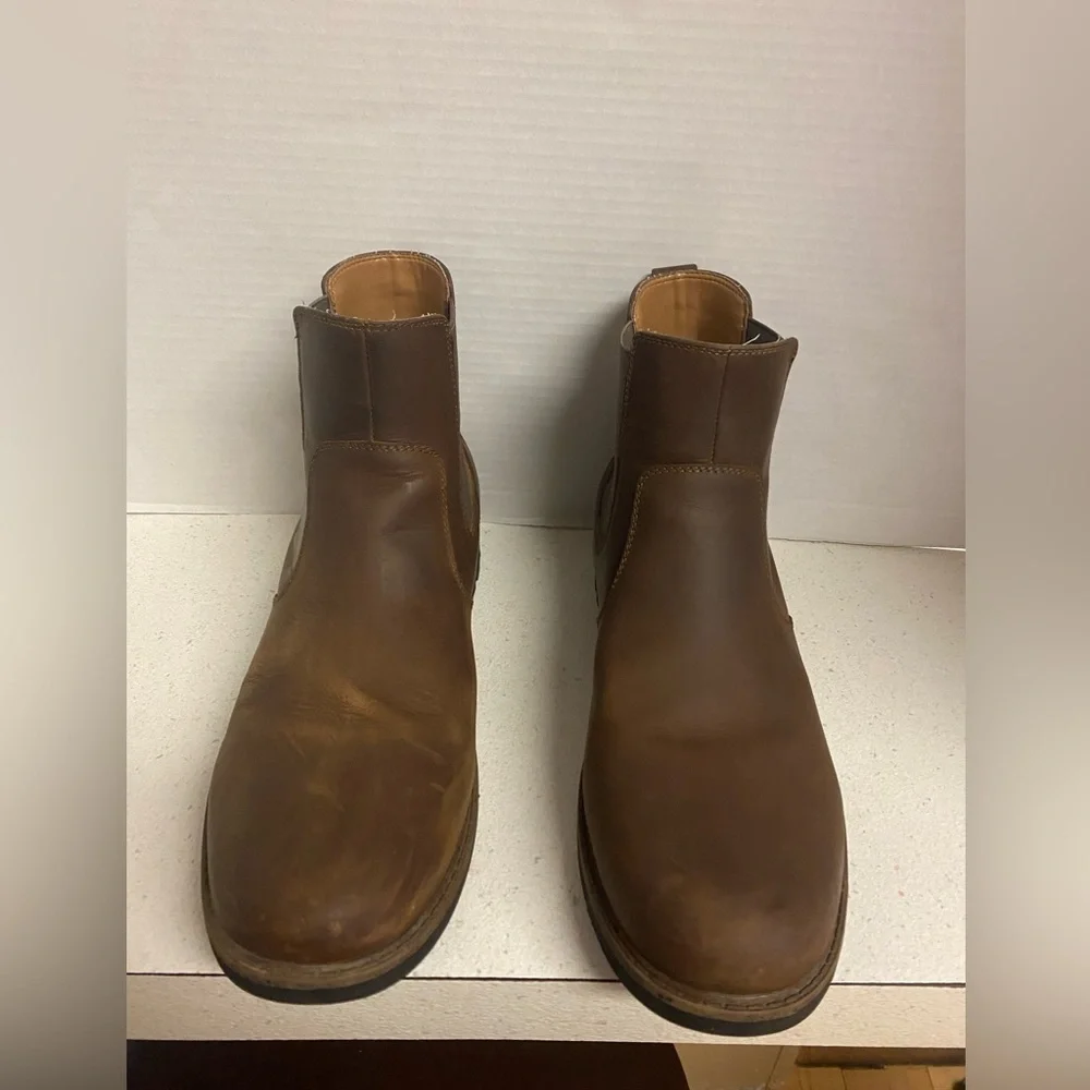GH Bass Men's Brown Leather Slide On Boots 11.5 Wide